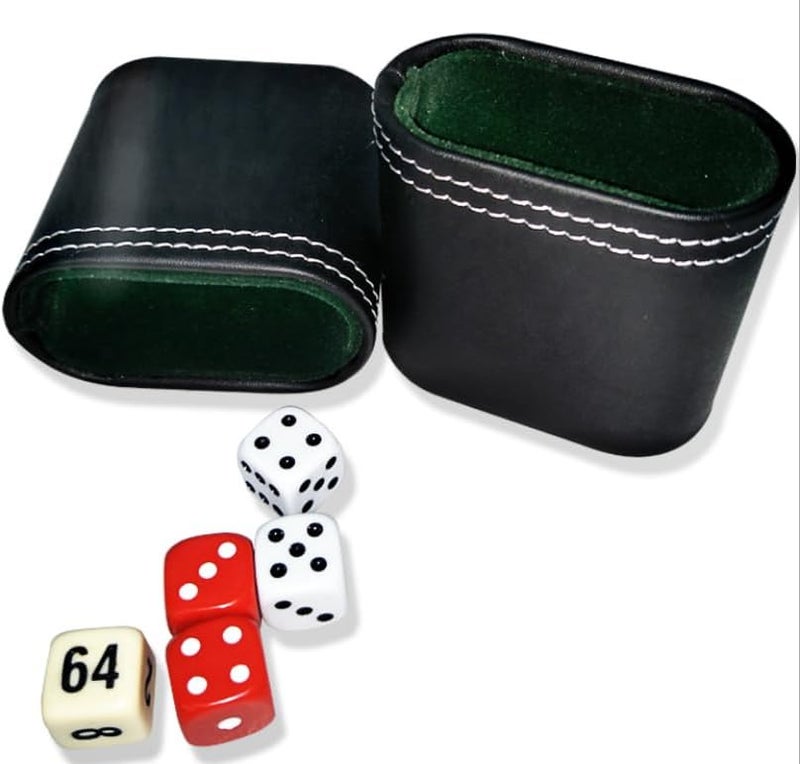 VOGOOPOI 1Pcs Leather Dice Cup PU Leather Dice Shaker Cup Without Dice Quiet Shaking Portable Dice Cup for Backgammon Bar Party KTV Poker Liars Dice Party Games, Black - Image 3